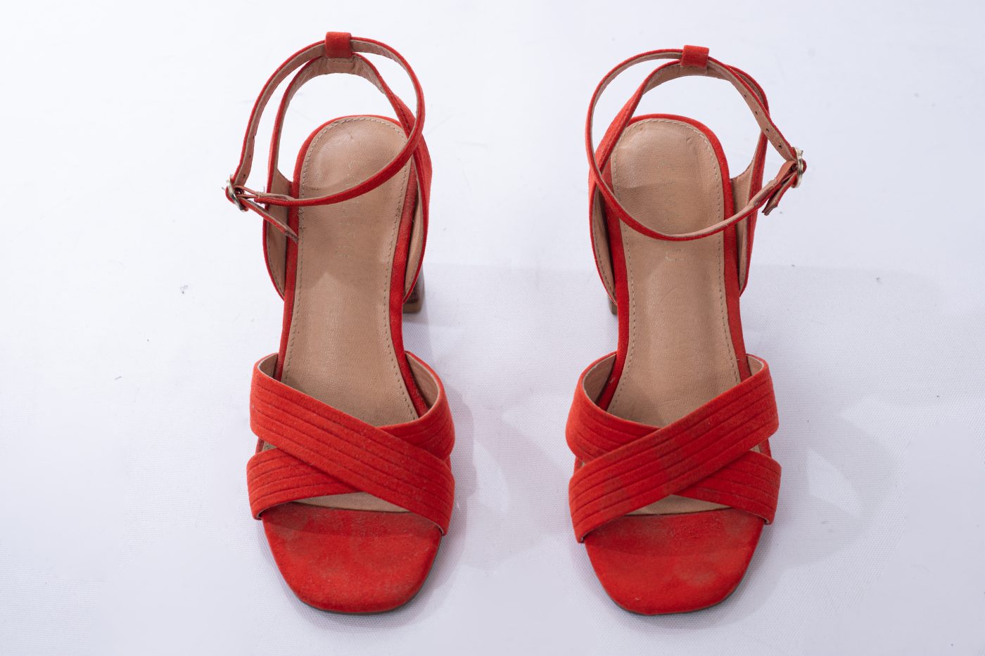 sandales à talons CAMAIEU en daim orange